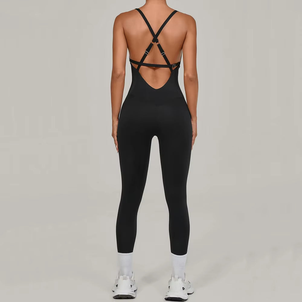 Adjustable Back Fitnes Women Bodysuits Corset Yoga Set Push up Gym One Piece Jumpsuit Workout Jumpsuit Female Active Wear XP274