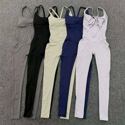 Adjustable Back Fitnes Women Bodysuits Corset Yoga Set Push up Gym One Piece Jumpsuit Workout Jumpsuit Female Active Wear XP274