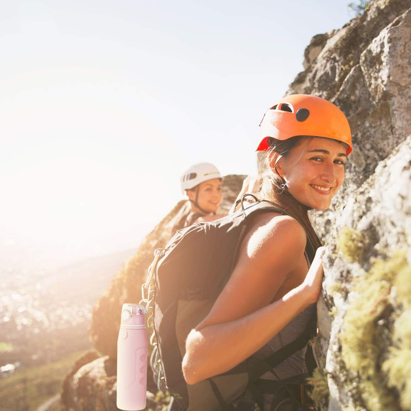 1L Collapsible Water Bottle BPA Free Portable Large Travel Mug Reusable Sports Bottle (35 Oz Pink)